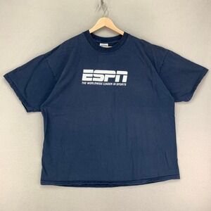 Vintage ESPN T-Shirt‎ Mens XXL Blue Classic Logo Graphic Tee Y2K Sports